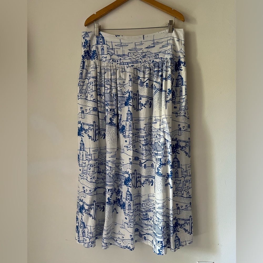 Calypso St. Barth Coastal Sails Linen Blend Maxi Skirt Sz XL - Picture 3 of 11